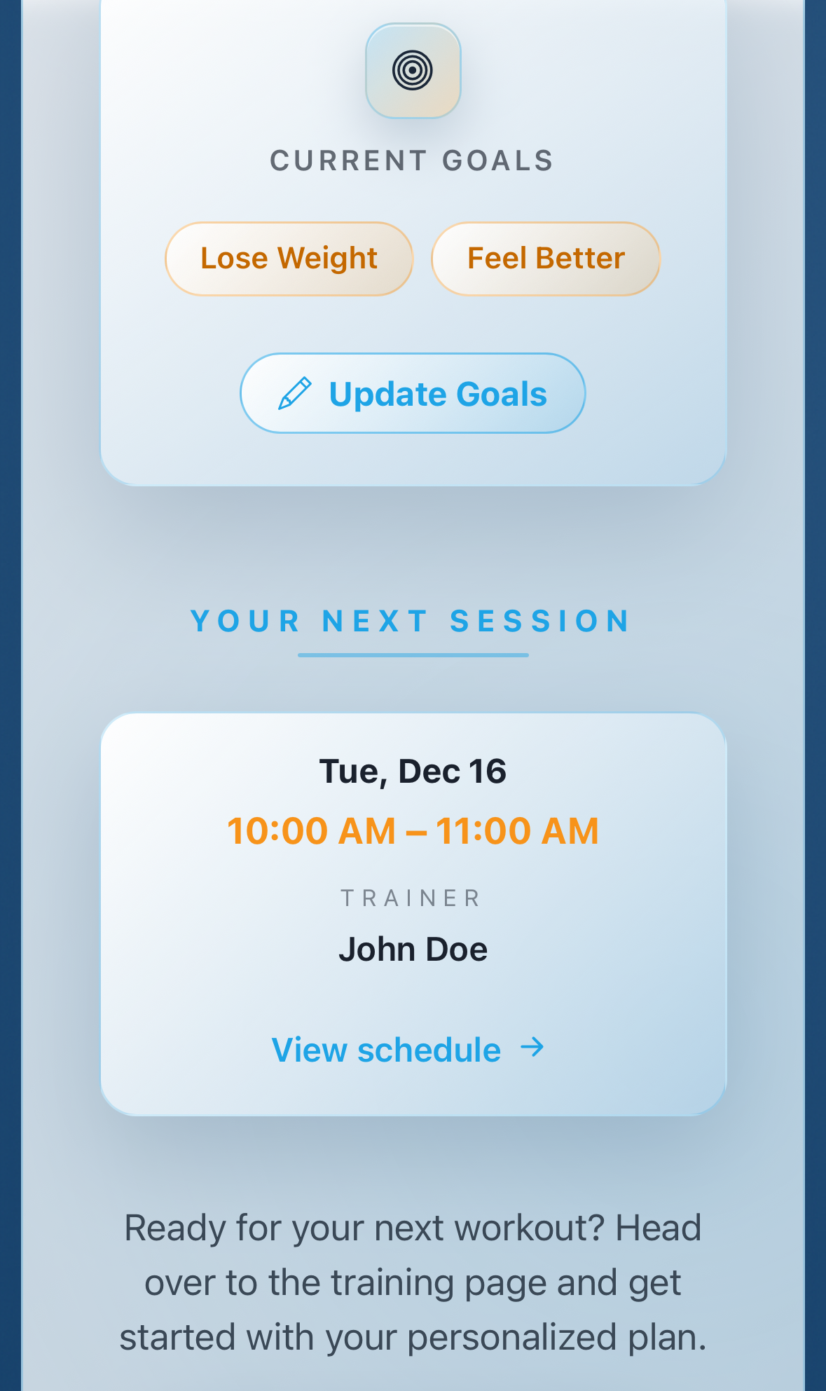 Form showing readiness questions and personal notes