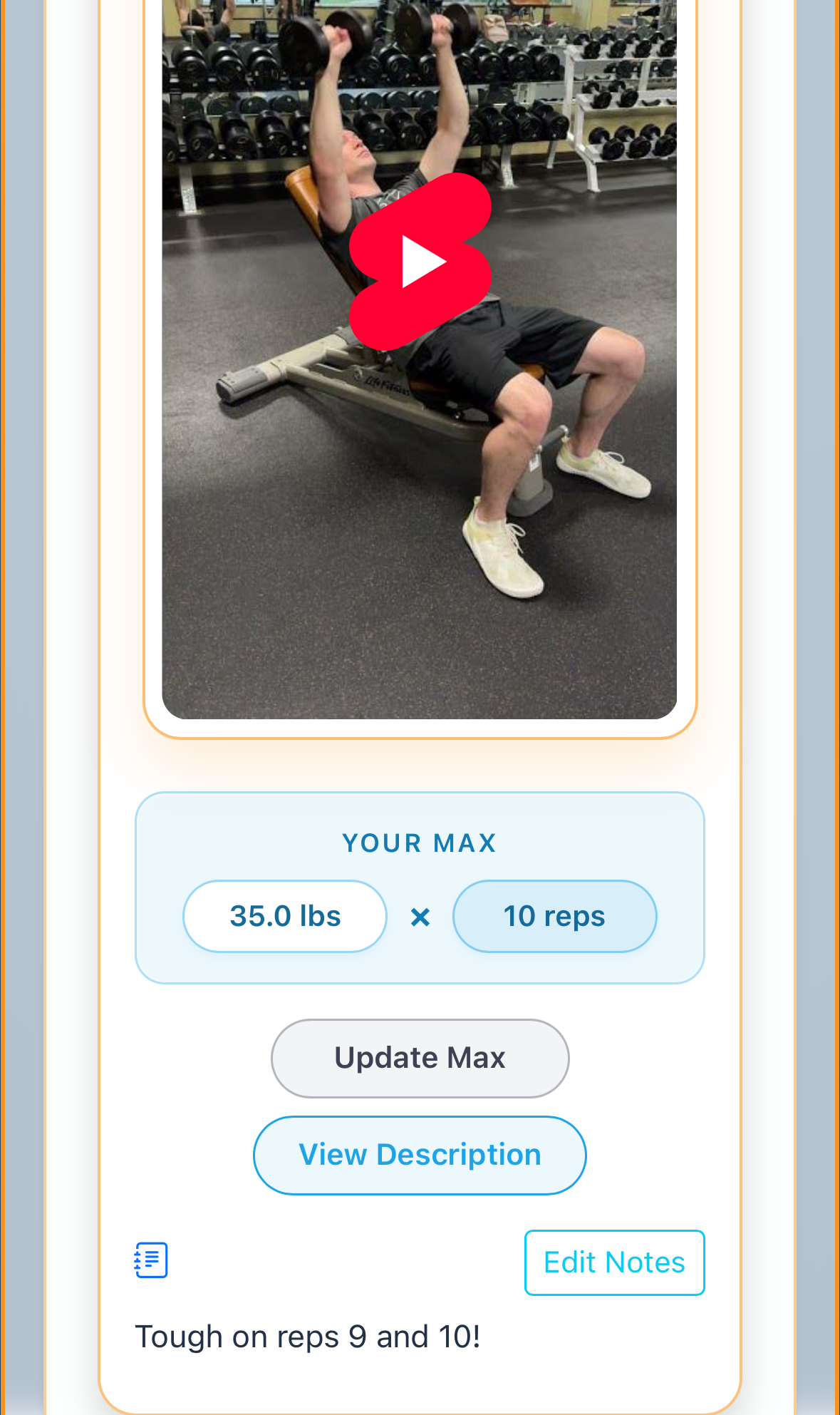 Form showing readiness questions and personal notes