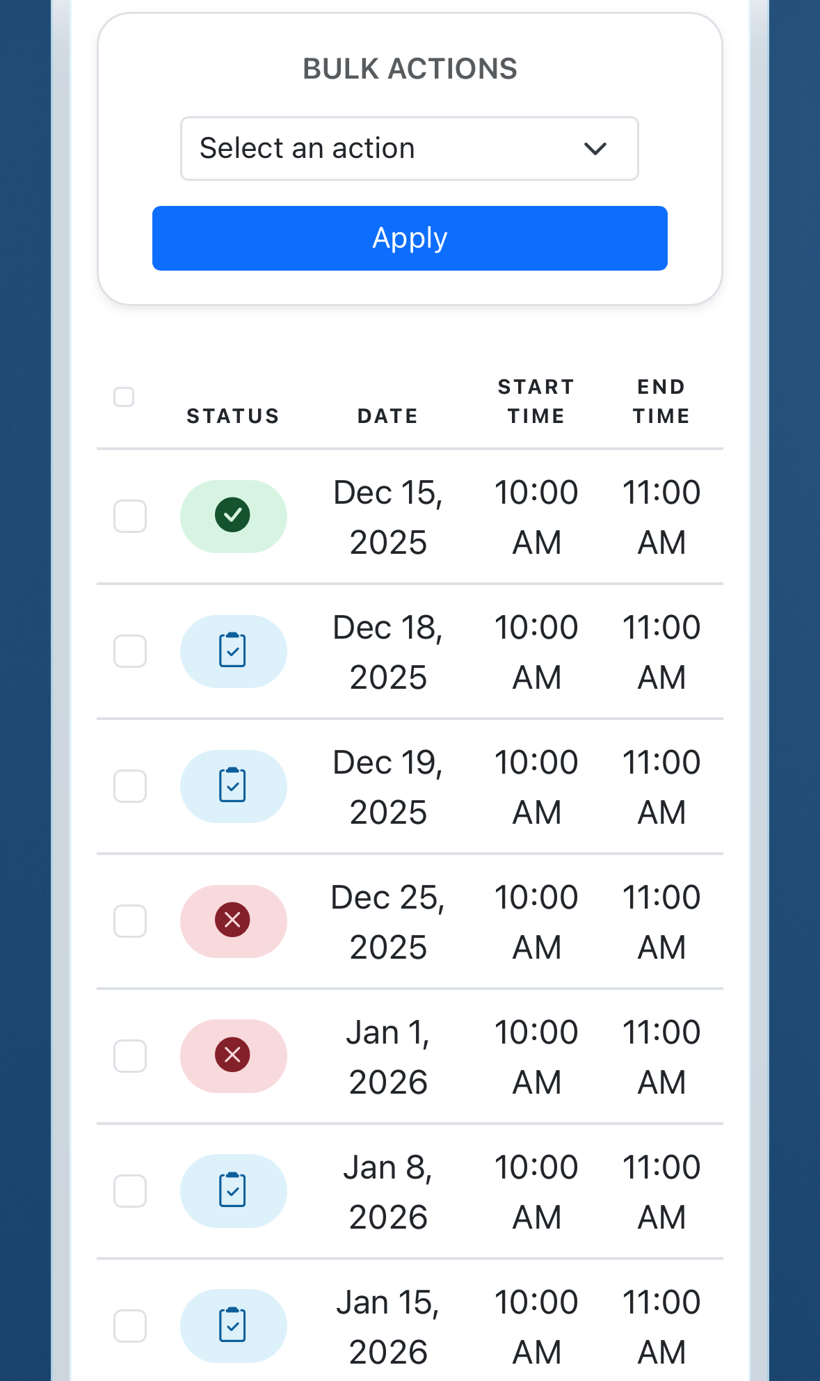 Client profile workspace with notes and metrics